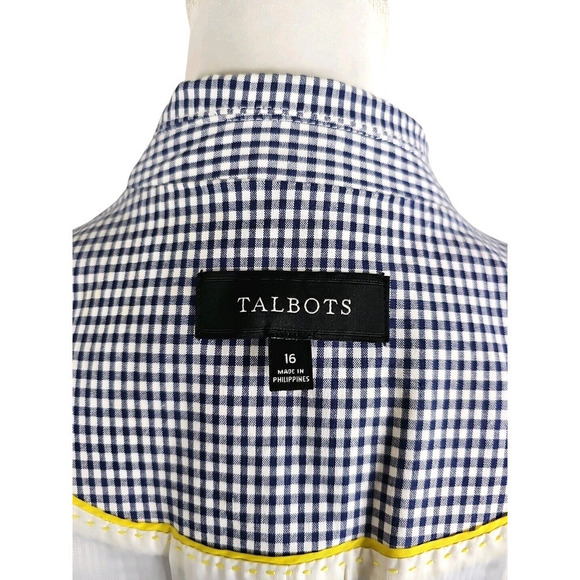 Talbots ~Woman Size 16~ White/Blue Pllaid Cotton Blend Blazer Jacket Lined NWOT. - Picture 4 of 14